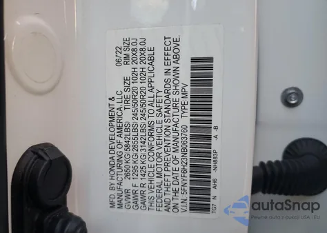 2022 Honda Pilot Se from USA, damaged, VIN 5FNYF6H23NB063760